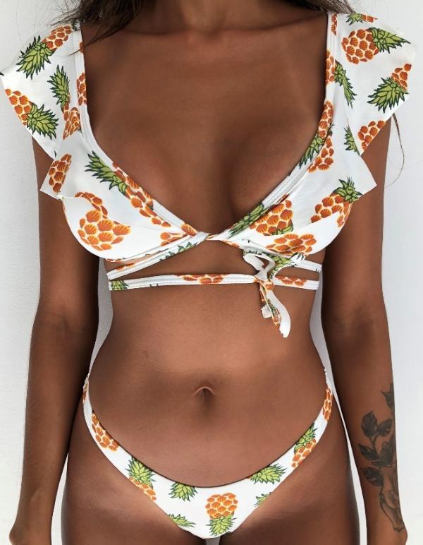 Rubylong 2019 Ruffles Bikini Women Sexy Vintage Swimsuit Brazilian Thong Bikini Set Female Retro Swimwear Push Up Bathing Suit