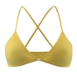 Sexy Cotton Women Bra Ribbed Femme Underwear Wireless Crisscross Back V Neck Bras Comfort Lady's Cotton Bralette