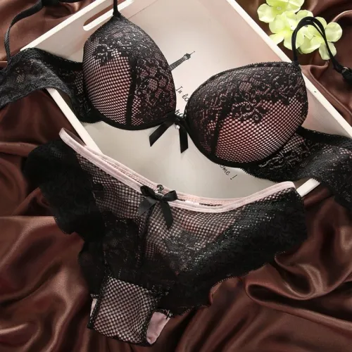 6 colors brassiere set sexy lace bra sets comfortable underwear set solid crop top female lingerie for women underwire push up