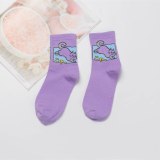 Japanese Kawaii Women Animals Cartoon Tube Socks Cute Egg Rabbit Panther Cotton Long Socks Female and Ladies Pink Milk White Sox