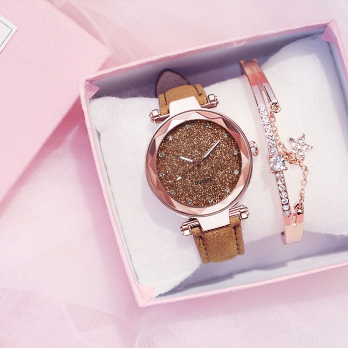 Women Watch Rhinestone Romantic Starry Sky WristWatch Fashion Ladies Leather Watch Clock for Women Relogio Feminino Montre Femme