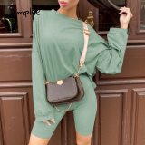 Casual solid outfits women's two piece suit with belt Home loose sports tracksuits fashion bicycle suit summer hot 2020