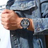 Top   Brand Casual Fashion Watches for Male Sport Military Leather Wrist Watch Men Watch Chronograph