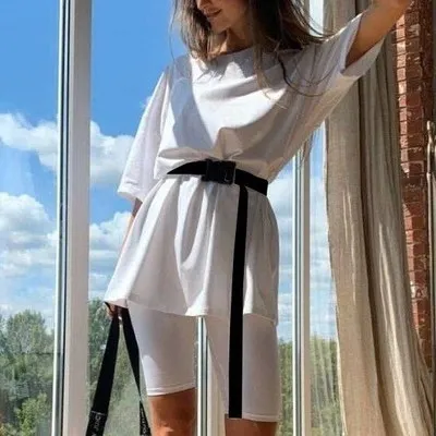 Women fashion casual solid two piece suit including belt New home loose Tops and Shorts suit 2020 Summer Tracksuit Lounge Wear