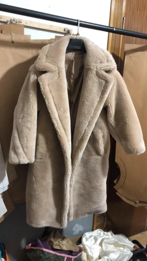 100% Alpaca Real Fur Coat Women Winter Suit Collar Long Nature Teddy Bear Fur Coats Overcoat Female Genuine Furs Jacket