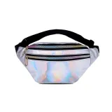2019 Holographic Women Silver Laser Bum Bag Travel Shiny Waist Bags Fashion Girls Pink Leather Hologram Hip Bag
