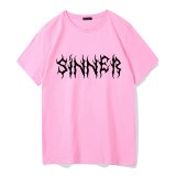 Gothic top Sinner Letter Printed Harajuku Hipster Punk Style Unisex T-Shirt Street Style Loose Casual Cool Grunge Women Tee