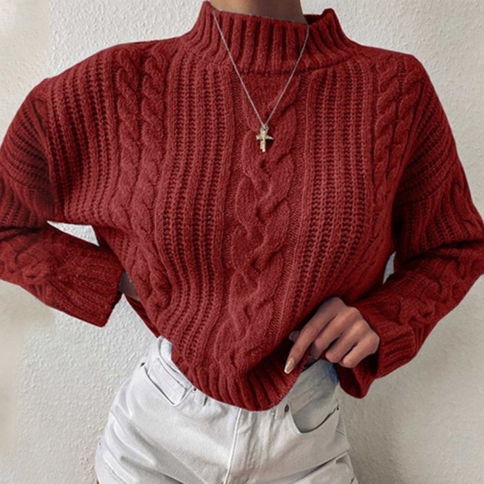 Knitted Turtleneck Sweater Women Autumn Ladies Solid Pullover Sweater Korean Style Female Long Sleeve Knit Jumpers Femme