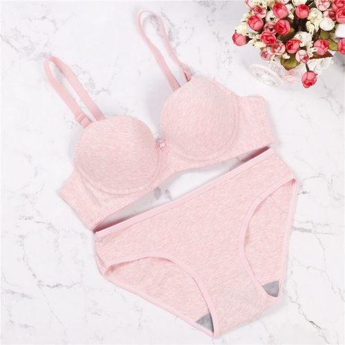 2019 new lingerie sets Glossy Pure gather girl underwear Candy-colored Japanese fashion cute bow gather bra set