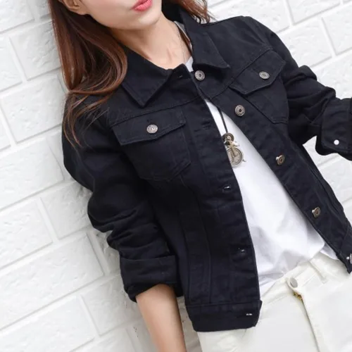 Women 2019 New Fashion Denim Jackets Autumn Casual Long Sleeve Basic Short Jean Jacket Vintage Korean Harajuku Coats