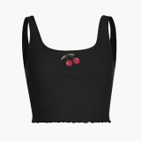 SEASONS Embroidery Butterfly Women Tank Tops Tees Summer Sleevless Casual Crop Top Ladies White Fashion Mini Vest 2020 ASVE80725