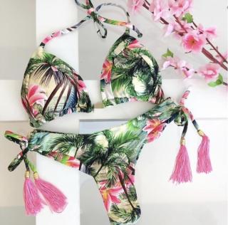2020 Sexy Bandeau Bikini Print Women's Two-Piece Swimsuit Bikini One Shoulder Swimwear Brazilian Set