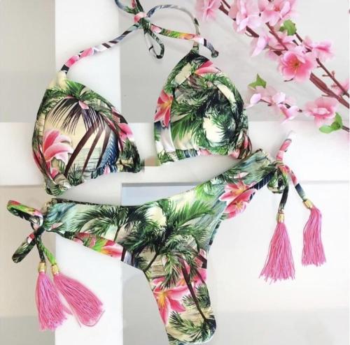 2020 Sexy Bandeau Bikini Print Women's Two-Piece Swimsuit Bikini One Shoulder Swimwear Brazilian Set