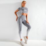 Women Seamless Gym Sets High Waist Gym Mesh Leggings Shirts Suit Long Sleeve Fitness Workout Sports Running Thin Sport Sets