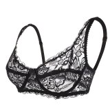 Yenlice 2020 Sexy Women Lace Gauze Bra Push Up 3/4 Cup Hook-and- Eye Breathable Ultra-thin Bra Lingerie Bralette Underwear New