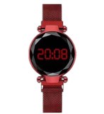LED Watch Men's Digital Electronic Clock Watch Women's Fashion Dress Wristwatch Milan Magnet Buckle Quartz Watch