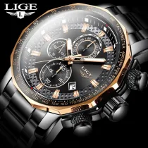 Fashion Mens Watches Luxury Stainless Steel Waterproof Quartz Watch Men Top Brand Business Chronograph