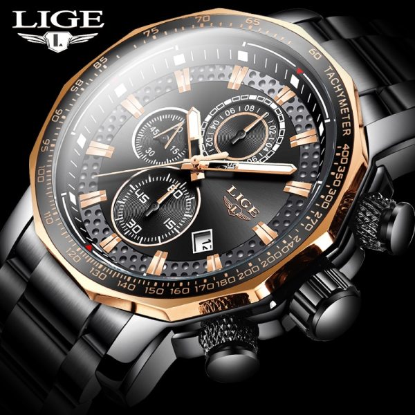 Fashion Mens Watches Luxury Stainless Steel Waterproof Quartz Watch Men Top Brand Business Chronograph