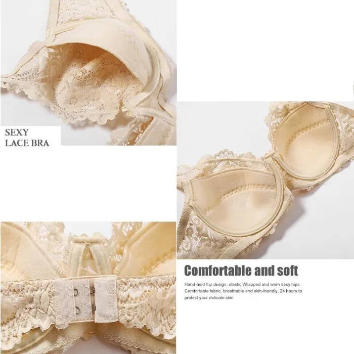 FINETOO Sexy Bra Women Lace Bras B C Cup Floral Brassiere Deep V Underwear Plus Size Bralette Underwire Bra Female Lingerie New