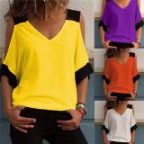 GAOKE White Summer T Shirt Women Casual Womens Tee Shirts V-neck Tshirt Pus Size XL Short Sleeve T-shirt Ladies Women Clothings