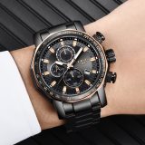 Fashion Mens Watches Luxury Stainless Steel Waterproof Quartz Watch Men Top Brand Business Chronograph