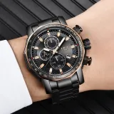 Fashion Mens Watches Luxury Stainless Steel Waterproof Quartz Watch Men Top Brand Business Chronograph