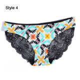 Fashion Women's Sexy Lace Panties Seamless Underwear Briefs Leopard Ice Silk for Girls Bikini Cotton Crotch Transparent Lingerie