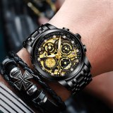 Masculino Sports Fashion Wristwatches Men's Gold Chronograph Luxury Quartz Watches Gold Men Wristwatch For Bussiness Man