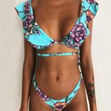 Rubylong 2019 Ruffles Bikini Women Sexy Vintage Swimsuit Brazilian Thong Bikini Set Female Retro Swimwear Push Up Bathing Suit
