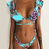 Rubylong 2019 Ruffles Bikini Women Sexy Vintage Swimsuit Brazilian Thong Bikini Set Female Retro Swimwear Push Up Bathing Suit