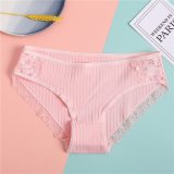 FINETOO Women's Underpants Soft Cotton Panties Girls Solid Color Briefs Striped Panty Sexy Lingerie Female Underwear M-XL Panty