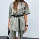 Basic Oversize Two Piece Short Set for Women Casual Tshirt and Shorts Set Homewear Streetwear Joggers Women 2 Sets Cuteandpsycho