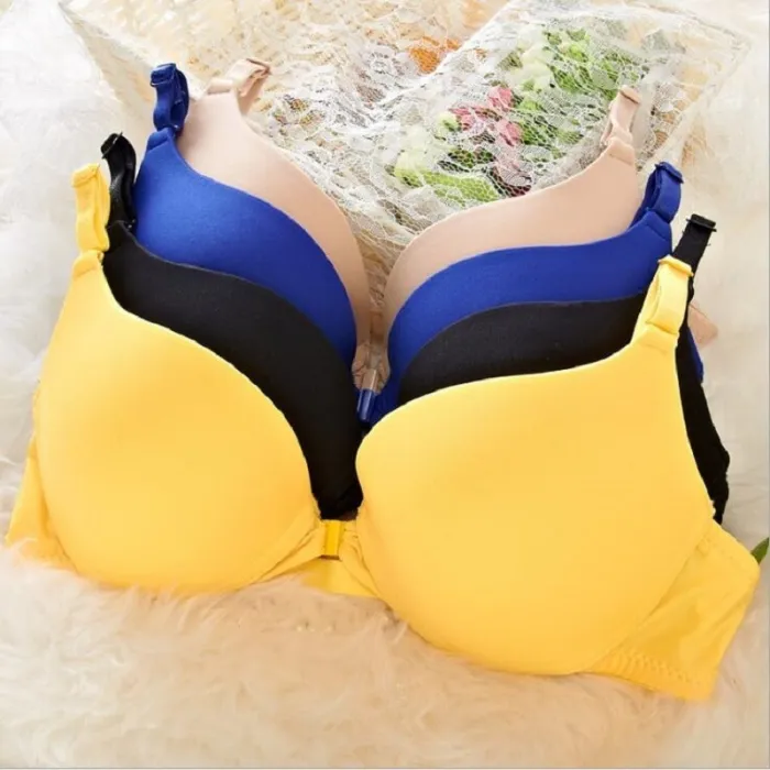 new fashion sexy simple push up bra front button candy color A B C cup bras for women underwear brassiere lingerie bralette
