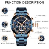 New  Men's Clock Stainless Steel Top Brand Luxury Watch Chronograph Quartz Watch Men