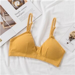 French Style Bralette Lace Bra Girls Triangle Cup Lingerie Deep V Wireless Underwear Soft Thin Seamless Bra