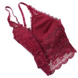 FINETOO Sexy Bralette Padded Bras For Women Transparent Wireless Bra Lace Intimates Lace Bralette Backless Brassiere Crop Tops