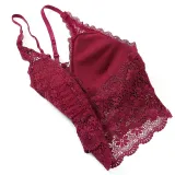 FINETOO Sexy Bralette Padded Bras For Women Transparent Wireless Bra Lace Intimates Lace Bralette Backless Brassiere Crop Tops