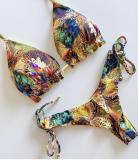2020 Sexy Bandeau Bikini Print Women's Two-Piece Swimsuit Bikini One Shoulder Swimwear Brazilian Set