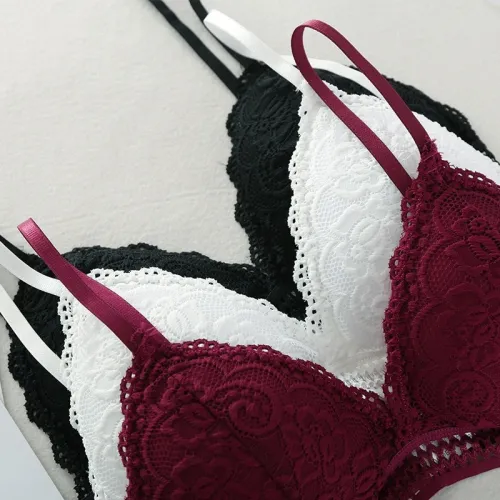 GUMPRUM Seamless Deep V Lace Bras For Women Wireless Push Up Bra Thin Comfort Soft Underwear Sexy Lingerie French Style Bralette