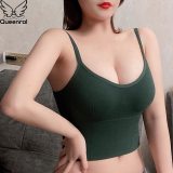 Queenral Push Up Bras For Women Underwear Seamless Bralette Cotton Active Bra Solid Crop Top Brassiere Wireless Bra Lingerie