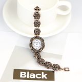 Brand Women Ancient Gold Bracelet Luxury Watches Grey Rhinestone Ladies Quartz Wristwatch Casual Women Dress Colck
