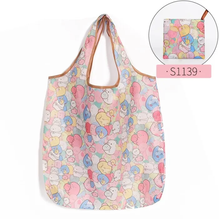 Folding Shopping Bag Eco Friendly Ladies Gift Foldable Reusable Tote Bag Portable Travel Shoulder Bag Small Size