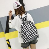 2020 New Unisex Black White Plaid Nylon Female Travel Daypack Laptop Backpack Girls Book Schoolbag Casual Rucksack Women Bags