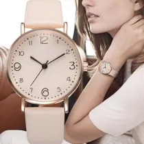 Top Style Fashion Women's Luxury Leather Band Analog Quartz Wrist Watch Golden Ladies Watch Women Dress  Black Clock