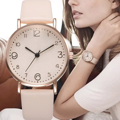 Top Style Fashion Women's Luxury Leather Band Analog Quartz Wrist Watch Golden Ladies Watch Women Dress  Black Clock