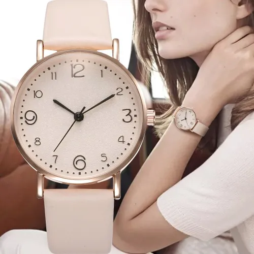 Top Style Fashion Women's Luxury Leather Band Analog Quartz Wrist Watch Golden Ladies Watch Women Dress  Black Clock