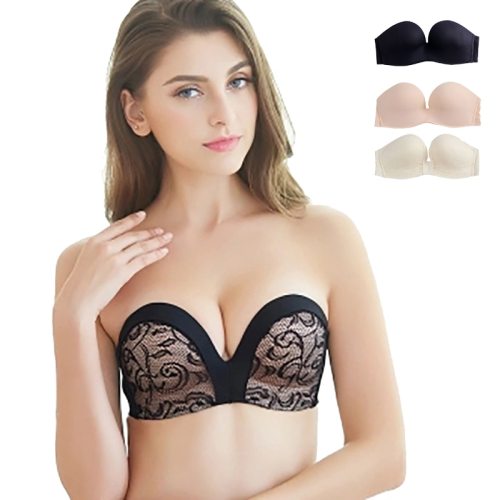 Sexy Lace Invisible Bra Seamless Push Up Bras For Women Backless Lingerie Bralette Brassiere 1/2 Cup Strapless Underwear #D