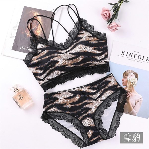 Lace Women Bra 4 Color Camfouge Leopard Underwear Bra Sets Bras And Panties Lace Lingeries B0191