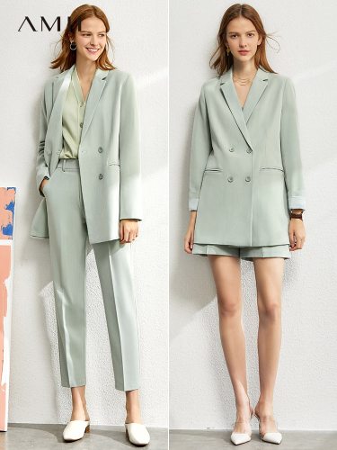 Minimalism suit set for women Autumn  4 piece set women Solid blazer,vest,high waist pants  women's costumes 12060909