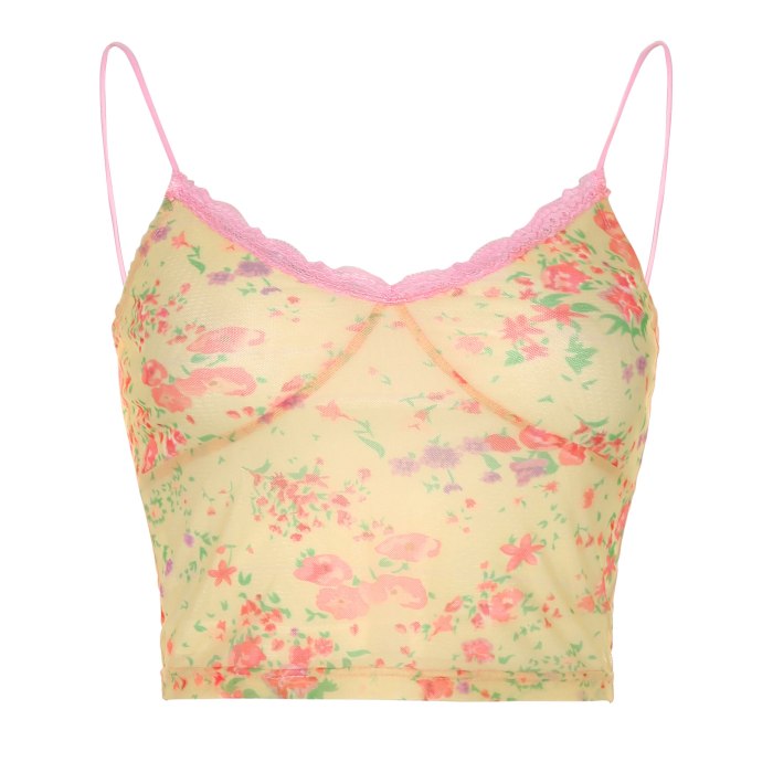 Floral Print y2k Women's Crop Top Summer Lace Patchwork Sexy Sleeveless Tops Backless Bodycon 90s Camisole Beach Cuteandpsycho
